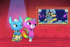 Escena de La gatita unicornio mariposa arcoíris