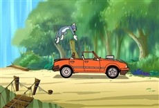 Escena de Tom y Jerry, rápidos y furiosos