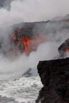 Un volcán con lava de hielo